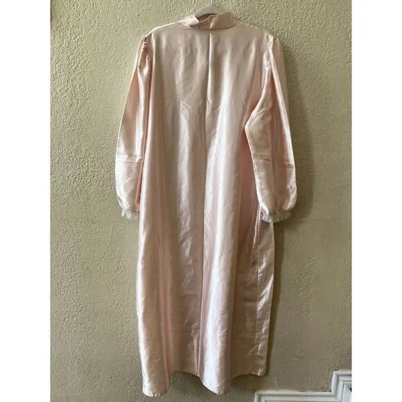 Vtg Ilise Stevens Victorian Pink Satin Look Nightgown Grannycore Lace Sz XL-XXL - Picture 3 of 10